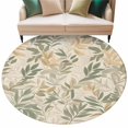 thumbnail image 1 of Sage Green Yellow Botanical Large Area Rugs for Bedroom Living Room, Soft Non Slip Carpet Bedside Rug, Vintage Spring Summer Round Floor Cover Kitchen Accent Rug 6' for Dining Room/Office, 1 of 9