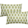 thumbnail image 1 of Sage Green Yellow Floral Lumbar Pillow Covers 12x20 Set of 2 Spring Flower Leaves Print Rectangle Decorative Throw Pillow Cases Outdoor Farmhouse Decoration for Sofa Couch Bed, 1 of 6