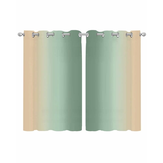 Sage Green Yellow Ombre Sheer Curtains 54 Inch Length 2 Panels Set for Living Room/Bedroom, Farmhouse Modern Gradient Art Kitchen Curtains Grommet Semi-Sheer Curtains Window Treatments 42"x54"x2