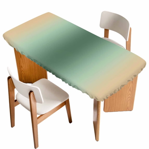 Sage Green Yellow Ombre Table Cloths for 3 Foot Rectangle Tables, Farmhouse Modern Gradient Art Patio Waterproof Elastic Fitted Tablecloths, Washable Rectangular Table Cover for Camping