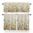 thumbnail image 1 of Sage Green Yellow Spring Floral Kitchen Curtain Set, Watercolor Botanical Summer Flowers Window Valance and Tiers 24" Length, Light Filtering Short Curtains Valance for Cafe Bathroom Bedroom 54"x18", 1 of 7