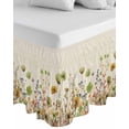 thumbnail image 1 of Sage Green Yellow Spring Floral Wrap Around Bed Skirts for Queen Bed 18" Drop,Bed Skirt with Adjustable Elastic Belt Dust Ruffle Bed Valance Watercolor Botanical Summer Flowers Bed Frame Cover, 1 of 7