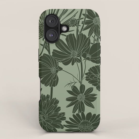 Sage Green and Dark Green Botanical Floral Tough Case for Apple iPhone ...