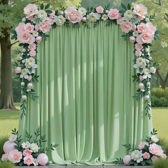VGMiu Backdrop Curtain for Wedding Parties Sage Green 10 x 8FT Photo Polyester Backdrop Drapes for Wedding Baby Shower Birthday 2 Panels 5 x 8FT