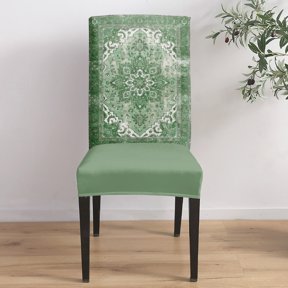 Sage GreenFlower Dining Chair Covers Set of 1, Leaf Scrolls Muted Vines Moss Border Chair Covers for Dining Room Removable Seat Protectors Slipcovers for Home Party Wedding Banquet