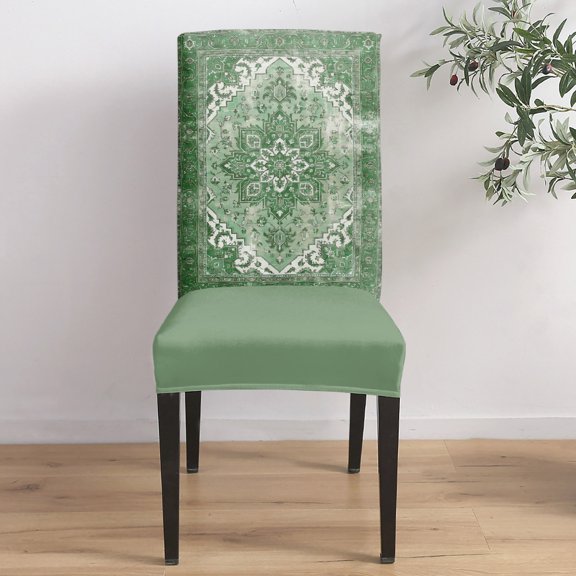 Sage GreenFlower Dining Chair Covers Set of 1, Leaf Scrolls Muted Vines Moss Border Chair Covers for Dining Room Removable Seat Protectors Slipcovers for Home Party Wedding Banquet