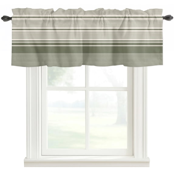Sage Grren Striped Kitchen Valances for Windows, Farmhouse Pastel Stripes Minimalist Bathroom Window Valances 42x12 Inch Rod Pocket Window Treatments Valance Curtains for Living Room Bedroom Decor