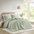 thumbnail image 1 of Sage King Bedspread Set 3-Piece, Chenille Floral Design with Fringe, Cotton Polyester Blend, 1 of 17