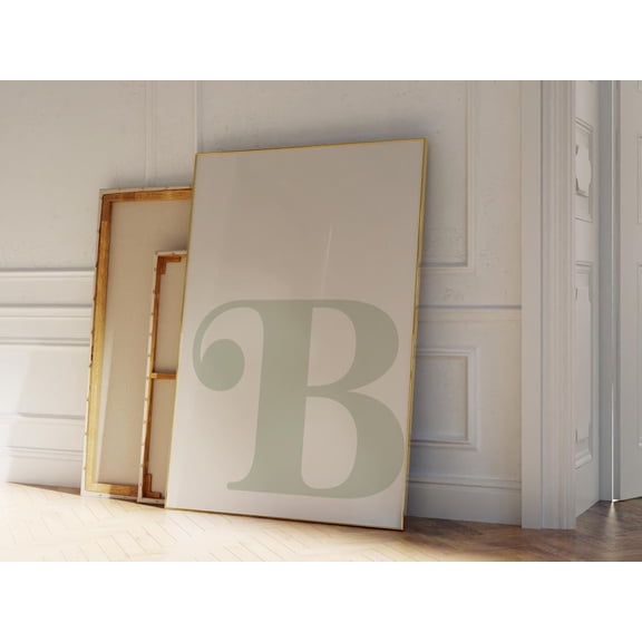 Sage Letter B Minimalist Alphabet Wall Art Unframed Paper Print