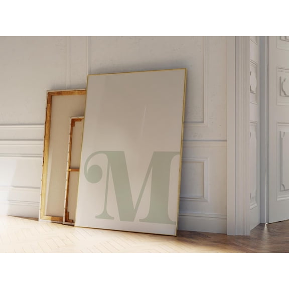 Sage Letter M Minimalist Alphabet Wall Art, Unframed Paper Print Size 8x12