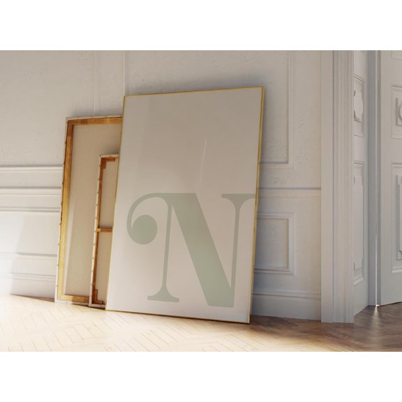 Sage Letter N Poster Minimalist Alphabet Wall Art (Pdf And Png Files , Poster Print Only