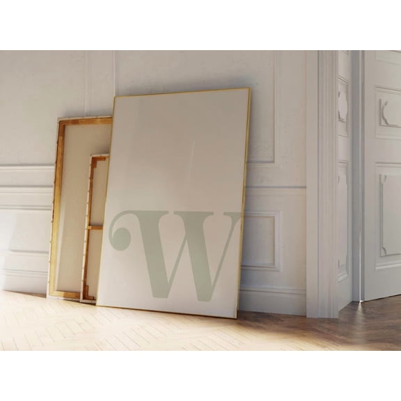 Sage Letter W Alphabet Initial Wall Art, Unframed Paper Print Size 8x12