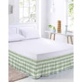 thumbnail image 1 of Sage Linen Stripes Bed Skirt Queen Size 16 Inch Drop, Vintage Country Adjustable Elastic Dust Ruffles Bedskirt for Queen Bed Wrap Around Pleated Mattress Frame Cover, 1 of 9