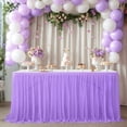 thumbnail image 1 of Sage Purple Tulle Table Skirt 30ft - Recyclable Extra Long Ruffled Tablecloth, Reusable for Wedding Birthday Banquet Decor, Easy Install Dessert Table Skirt, 1 of 6