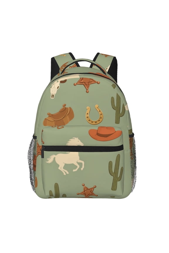 Sage Ranch Western Cowboy Pattern Laptop Backpack Travel Rucksack for Teens Adults, Fits 15-inch Notebook
