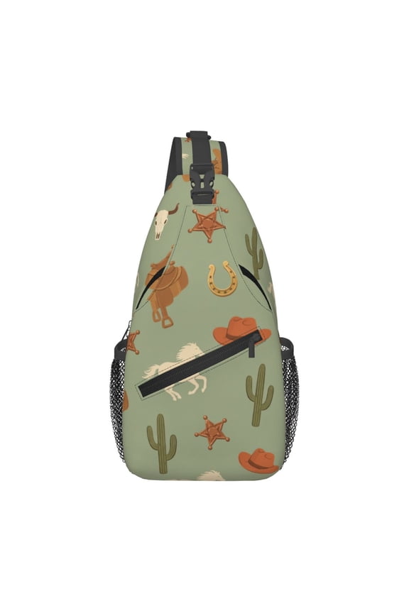Sage Ranch Western Cowboy Pattern Sling Backpack Shoulder Chest Crossbody Bag Causal Travel Hiking Daypack