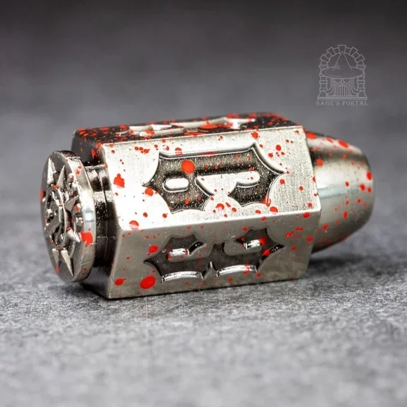 Sage'S Holy Bullet Silver/Blood Metal D6 | Dnd Diceset