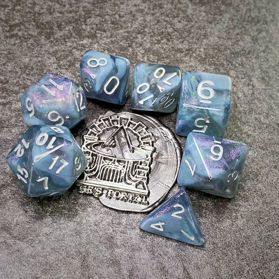Sage'S Shards -Grey/Transparent Glitter Polyhedral Dice Set Dnd Dungeons Dragons