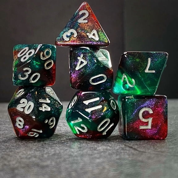 Sage'S Shards - Grn/Red/Blue Glitter Polyhedral Dice Set Dnd Dungeons Dragons