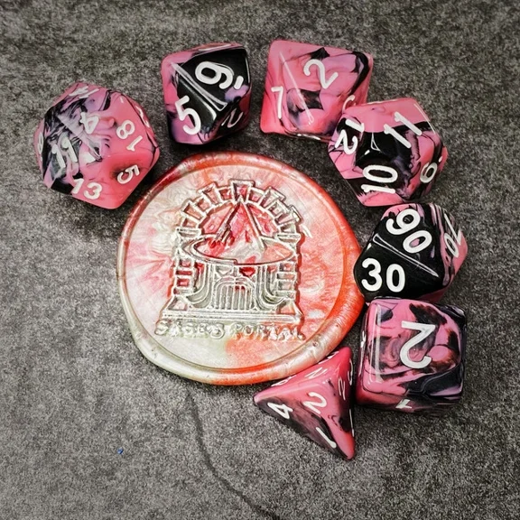 Sage'S Stones - Pink/Mica Acrylic Polyhedral Dice Set Rpg Games Dungeons Dragons