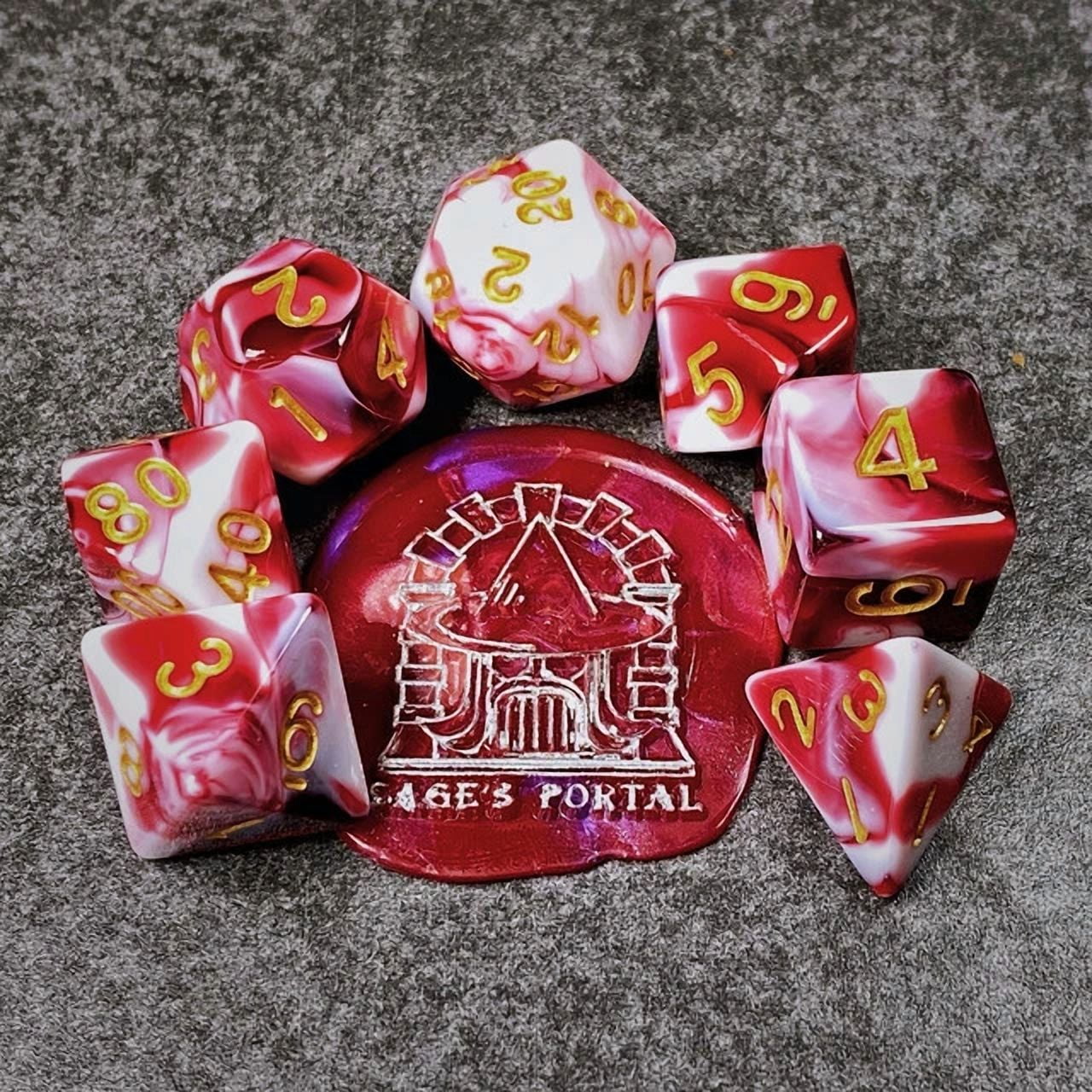 Sage'S Stones - Red/Wht Acrylic Polyhedral Dice Set Games Dnd Dungeons Dragons