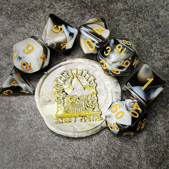 Sage'S Stones -White/Mica Acrylic Polyhedral Dice Set Rpg Games Dungeons Dragons