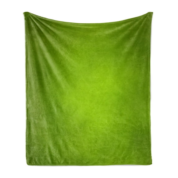 Sage Soft Flannel Fleece Blanket, Abstract Green Background with Blurred Color Ecology Growth Woodland Soft Smooth Look, Cozy Plush for Indoor and Outdoor Use, 50" x 60", Lime Green, by Ambesonne