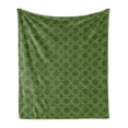 thumbnail image 1 of Sage Soft Flannel Fleece Blanket, Old Fashioned Pattern with Geometrical Backdrop Mandala Inspired Flowers, Cozy Plush for Indoor and Outdoor Use, 50" x 70", Fern Green Olive Green, by Ambesonne, 1 of 5