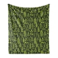 thumbnail image 1 of Sage Soft Flannel Fleece Throw Blanket, Patterned Green Leaves Nature Inspired Composition Fresh Trees Woodland, Cozy Plush for Indoor and Outdoor Use, 70" x 90", Apple Green Dark Green, by Ambesonne, 1 of 5