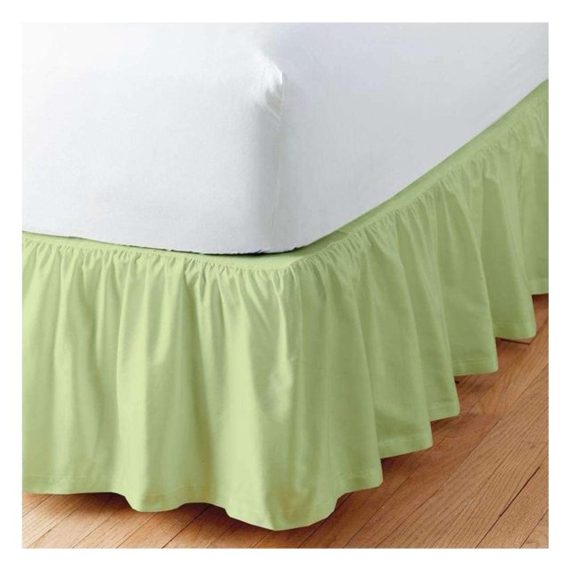 Sage Solid Ruffled Bed Skirt 10 Inch Drop Split Corner, Microfiber