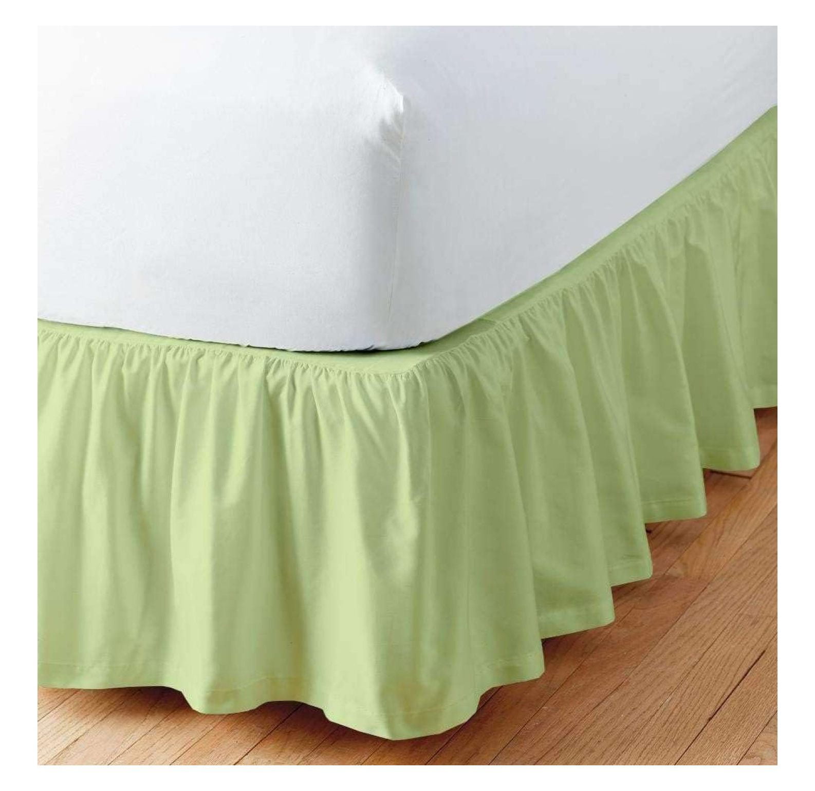 Sage Solid Ruffled Bed Skirt King20 Drop Drop Split Corner, Microfiber