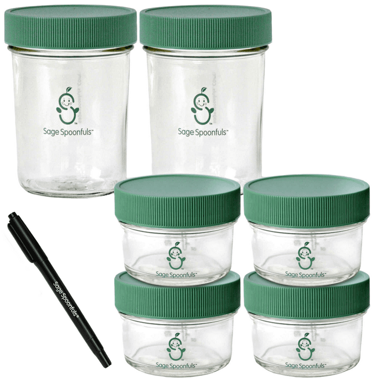 Sage Spoonfuls 4oz/8oz Glass Baby Food Storage Containers With Twist-Off  Lids (6-Pack) 