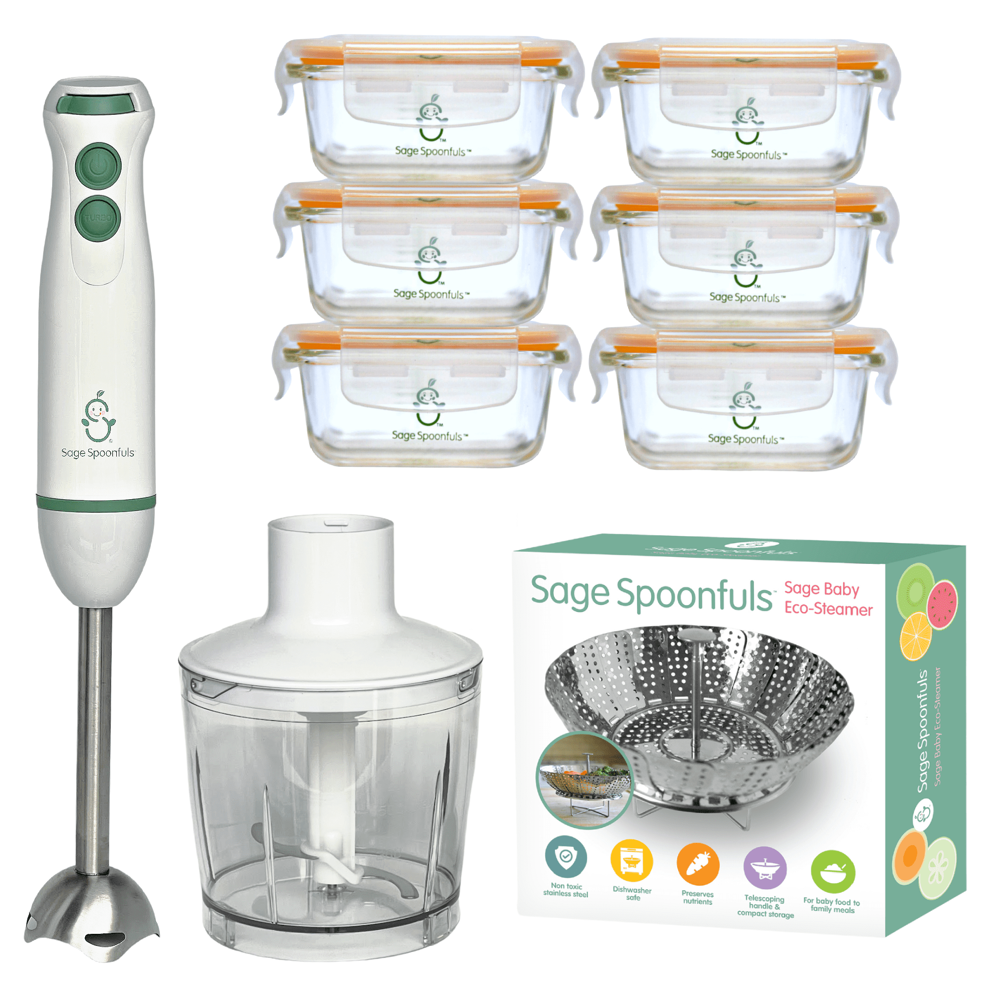 Sage Spoonfuls Baby Food Maker, 10-Piece Baby Food Processor Gift Set ...