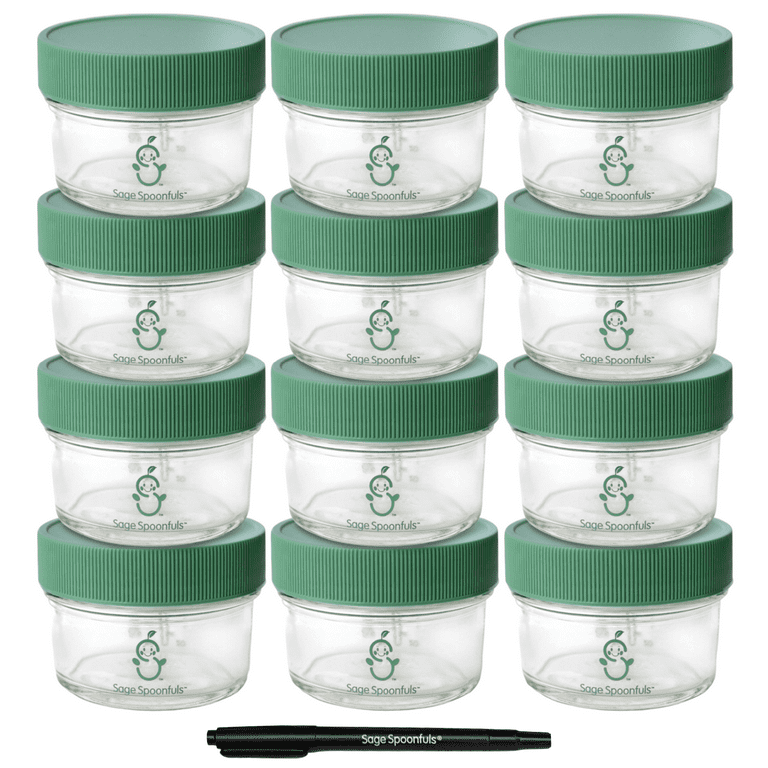 WeeSprout, Glass Baby Food Storage Containers - Set of 12 - 4 oz Jars w/ Lids