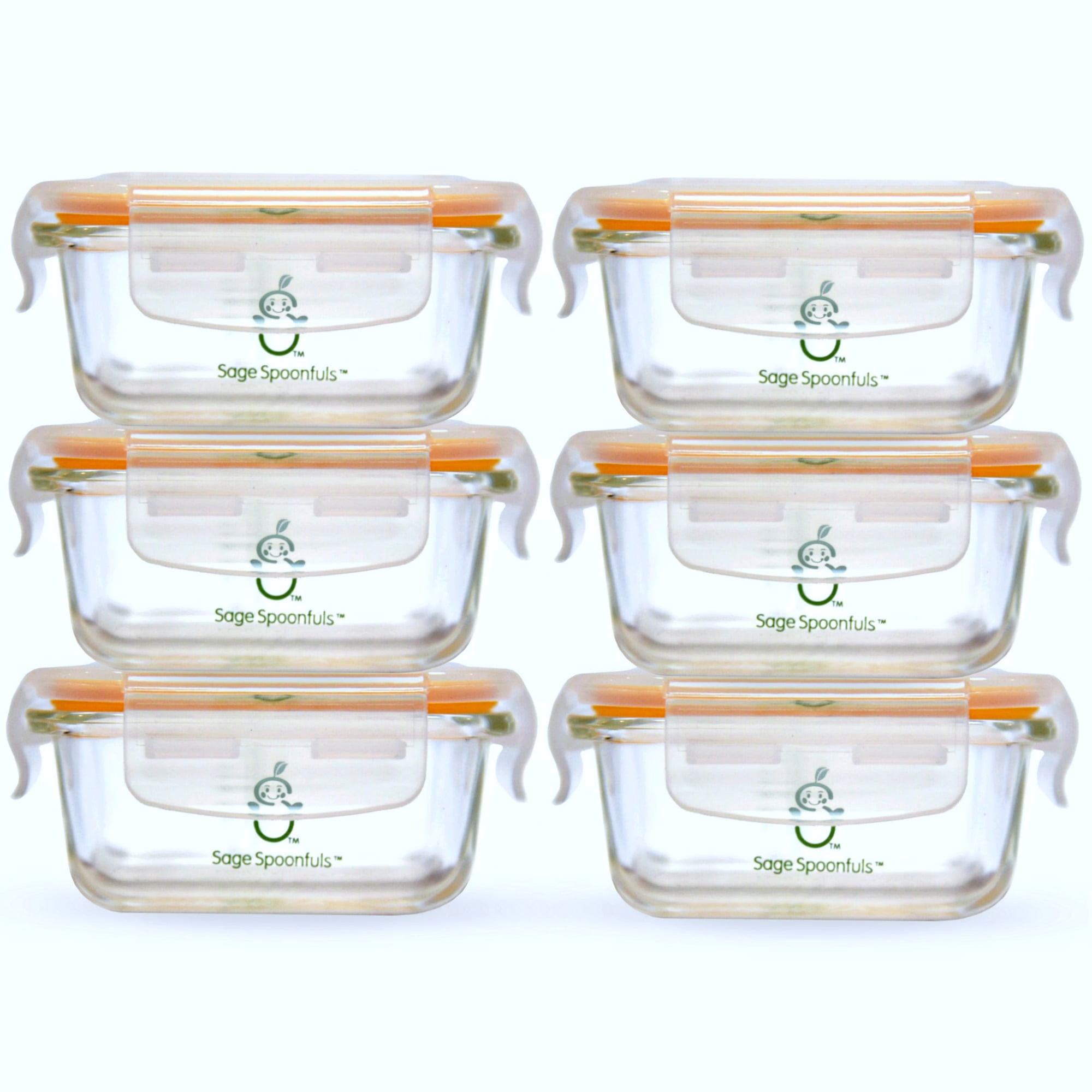 Sage Spoonfuls Tough Glass Baby Food Storage Containers, 6Pack (4oz