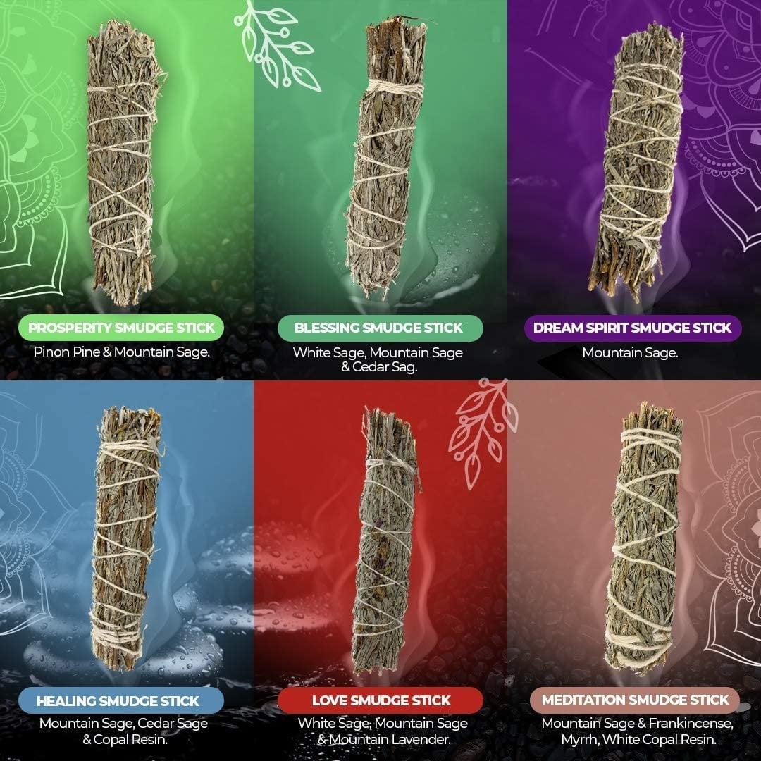 6Piece Mountain Sage Smudge Sticks Spiritual Home Cleansing Fresh