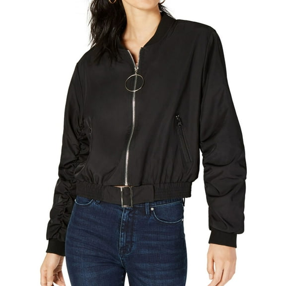 Sage The Label Womens Cropped Bomber Jacket, Black, X-Large