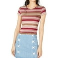 thumbnail image 1 of Sage The Label Womens Striped Basic T-Shirt, Red, Large, 1 of 2