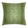 thumbnail image 1 of Sage Throw Pillow Cushion Cover, Old Fashioned Pattern with Vintage Curls Swirls Traditional Artistic Floral Flourishes, Decorative Square Accent Pillow Case, 24 X 24 Inches, Green Gold, by Ambesonne, 1 of 2