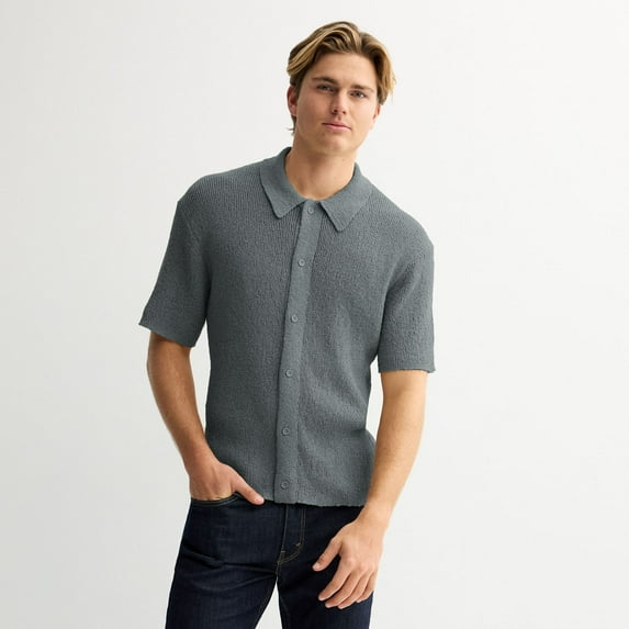 Sage and Steel Woven Camp Shirt Color: Stormy Weather Size: M