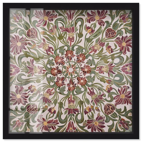 Sage and Summer Mosaic Shadowbox Print Bathroom Wall Art by Art Remedy, Black Frame, 12 x 12