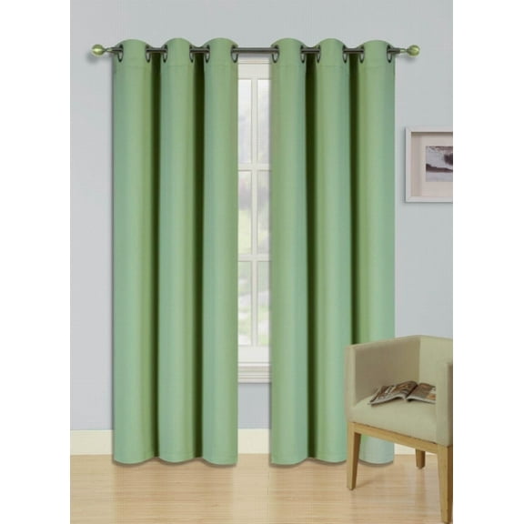 Sage green color K68 2-Piece indoor and outdoor thermal unlined sun blocking grommet window curtain set of 2 panels 37" inch x 84" inch 100% privacy