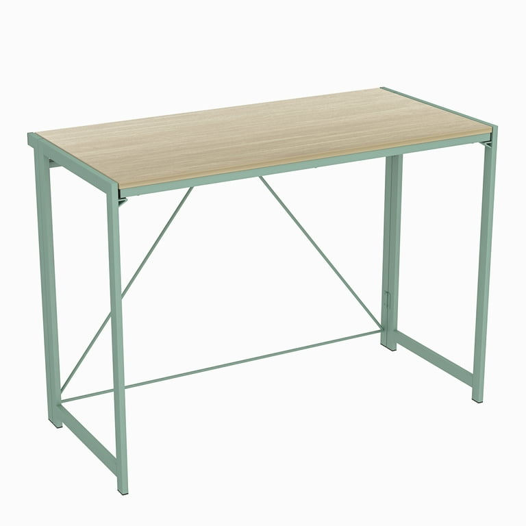 Mainstays Sturdy Foldable Desk Sage Green Frame with Natural Grained Top Size 40.55 L x 19.69 W x 29.25 H MDF MS14084464712GR
