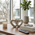 thumbnail image 1 of Interlocking Heart Sculpture for Home Decor - Ceramic Heart Ornament for Living Room, Bedroom, Bathroom or Office - Stoneware Accent Statue for Shelf or Coffee Table Display - 6", Gold & Metallic, 1 of 12