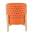thumbnail image 1 of Ceramic Planter with Stand - Modern Ceramic Pot for Home & Garden Decor; 10x10x11 Inch, Orange, 1 of 6