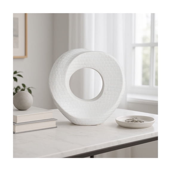 Decorative Home Decor Sculpture - Bathroom Accessory, Office and Room Decor Statement Piece - Modern Statue Accent for Living Room Decor, Bookself, Coffee Table or Artful Ornaments - 10" White
