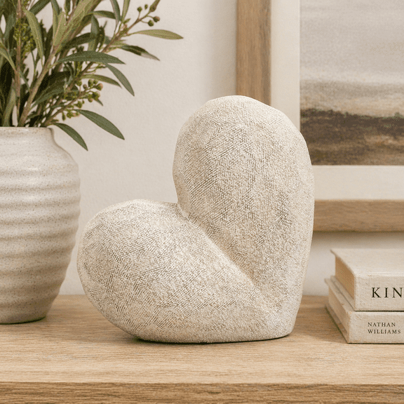 Decorative Ceramic Heart Sculpture for Home Decor - Ornament for Bathroom, Office, and Living Room Decor - Modern Figurine Accent for Bedroom, Shelf Display, and Coffee Table - 11", Gold & Metallic