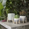 thumbnail image 1 of Sagebrook Home 12" Ceramic Chevron Planter With  Wood Stand, White, Round, Ceramic, Contemporary, 10"L X 10"W X 11"H, Chevron, 1 of 11