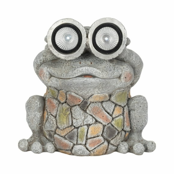 Sagebrook Home 12" Polyresin Frog with Solar Goggles - Multi-Color Garden Statuary