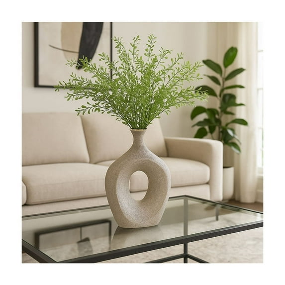 Ceramic Vase That Elevats Home Decor - Vase for Living Room Decor, Dining Table or Office Desk - Flower Vase with Hollow Center for House, Table, & Bedroom Decor - 13" Gold